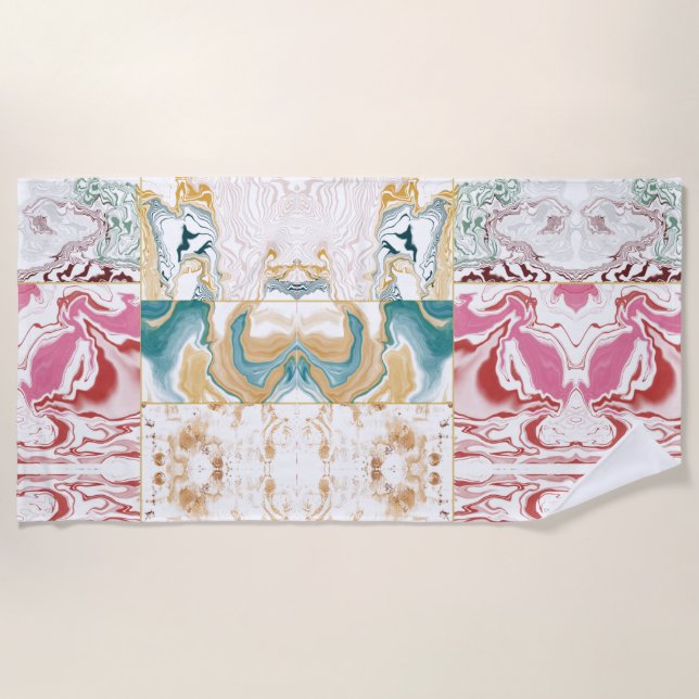Colourful marble pattern beach towel (Front)