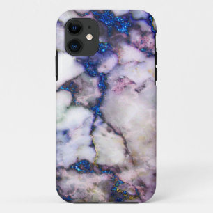 Colourful Marble Stone With Blue Glitter iPhone 11 Case