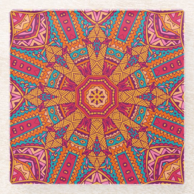 Colourful marble texture, high-resolution interior glass coaster (Front)