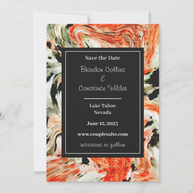 Colourful Marble Wedding Save The Date (Front)
