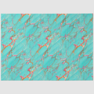 Colourful Marbled Faux Turquoise Decoupage Craft Tissue Paper