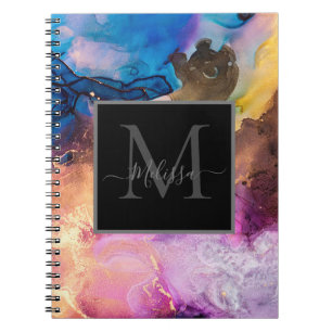 Colourful Marbled Monogram Notebook