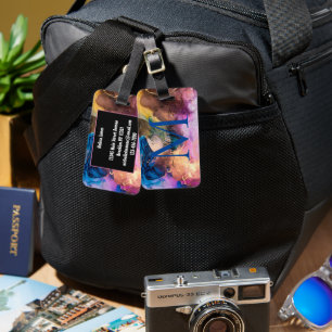 Colourful marbled Monogramed Luggage Tag