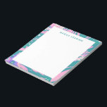 Colourful Marbled Paint in Pink and Green with Nam Notepad<br><div class="desc">A pretty and colourful design of marbled and swirled paint in a colourful combination of pink and green,  personalised with your name. Contact me with any questions or requests.</div>