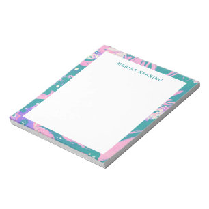 Colourful Marbled Paint in Pink and Green with Nam Notepad