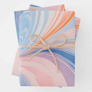 Colourful Marbled Paper Art Wrapping Paper Sheets