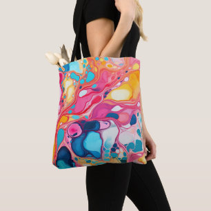 Colourful Marbled Pattern Paint Design Tote Bag