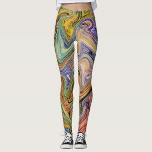 Colourful Marbleised Background Wild Pattern Leggings