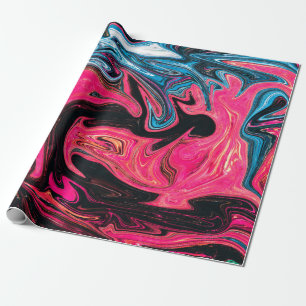Colourful marbleised painting background. Liquid m Wrapping Paper
