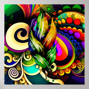 Colourful Mardi Gras Abstract Art Nola Celebration Poster