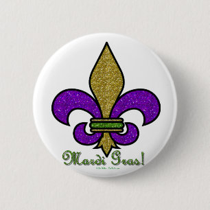 Colourful Mardi Gras Fleur De Lis 6 Cm Round Badge