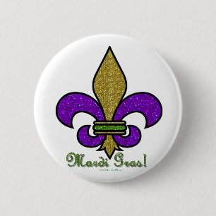 Colourful Mardi Gras Fleur De Lis 6 Cm Round Badge