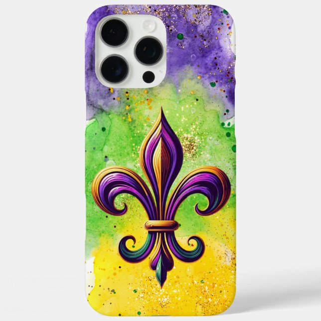 Colourful Mardi Gras Fleur de lis  Case-Mate iPhone Case (Back)