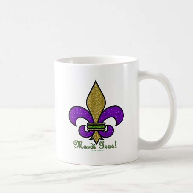 Colourful Mardi Gras Fleur De Lis Coffee Mug (Right)
