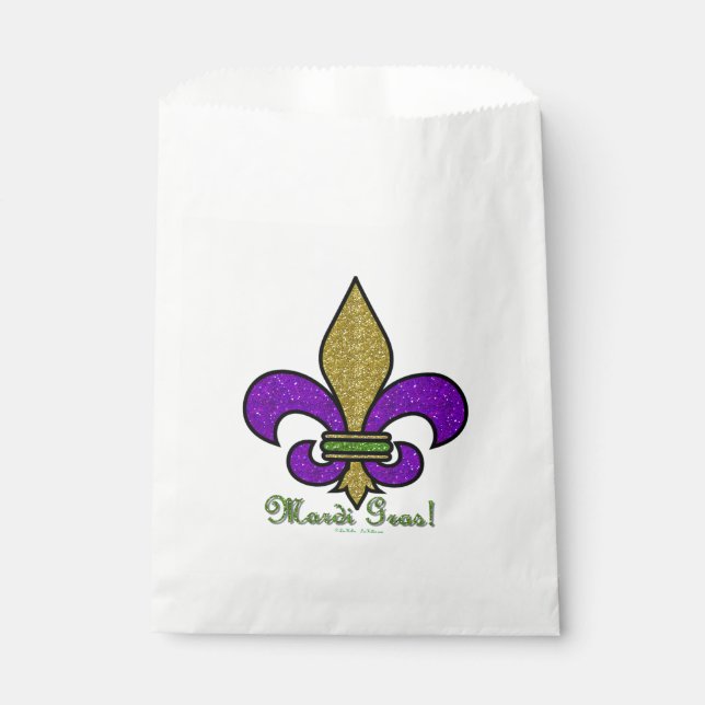 Colourful Mardi Gras Fleur De Lis Favour Bag (Front)