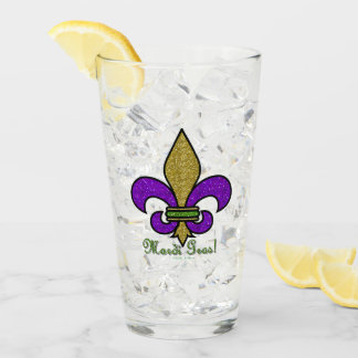 Colourful Mardi Gras Fleur De Lis Glass Cup
