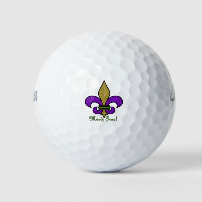 Colourful Mardi Gras Fleur De Lis Golf Balls (Front)
