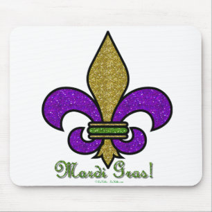 Colourful Mardi Gras Fleur De Lis Mouse Pad