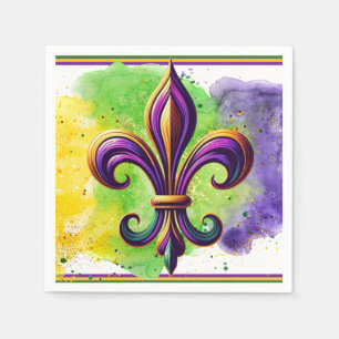 Colourful Mardi Gras Fleur de lis Napkin
