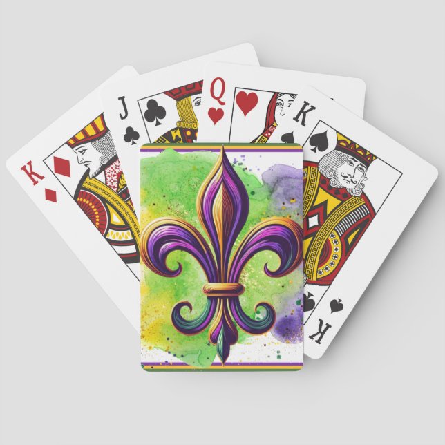 Colourful Mardi Gras Fleur de lis  Playing Cards (Back)