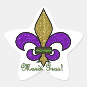 Colourful Mardi Gras Fleur De Lis Star Sticker