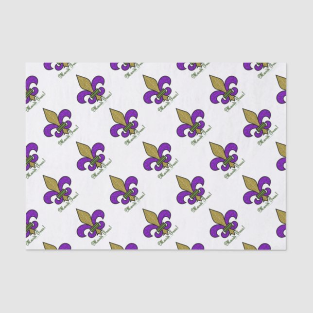 Colourful Mardi Gras Fleur De Lis Tissue Paper (Front)