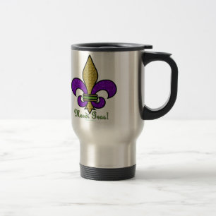 Colourful Mardi Gras Fleur De Lis Travel Mug