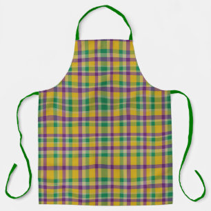 Colourful Mardi Gras gingham patterned Apron