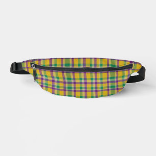Colourful Mardi Gras gingham patterned Bum Bags