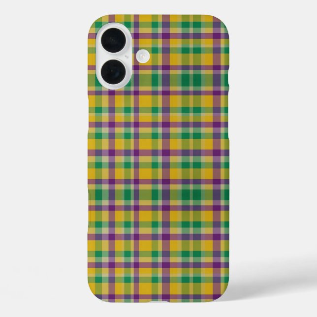 Colourful Mardi Gras gingham patterned Case-Mate iPhone Case (Back)