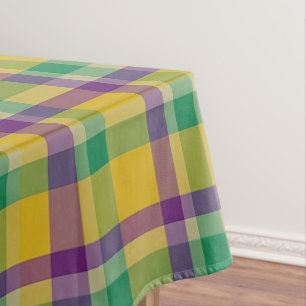 Colourful Mardi Gras gingham patterned Tablecloth