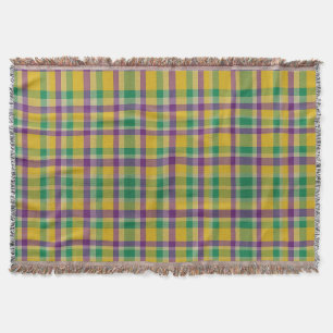 Colourful Mardi Gras gingham patterned Throw Blanket