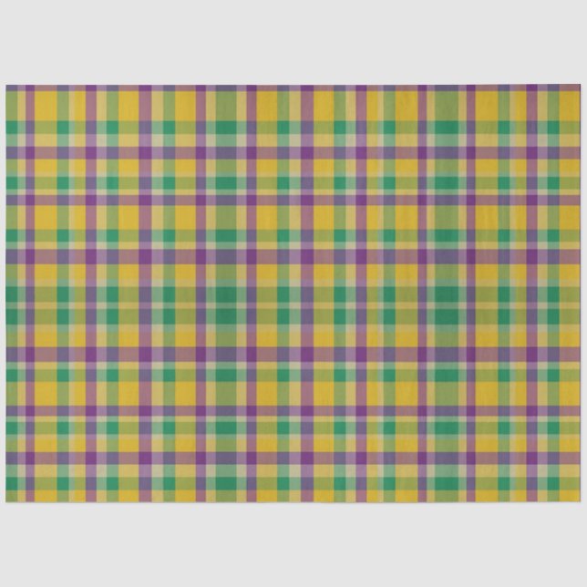 Colourful Mardi Gras gingham patterned Tissue Paper (Front)