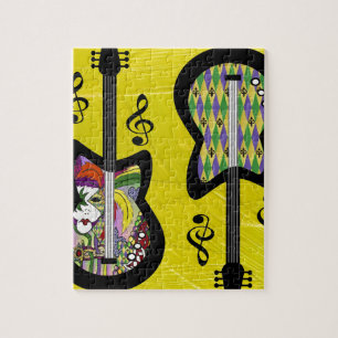 Colourful Mardi Gras Guitars Jigsaw Puzzle
