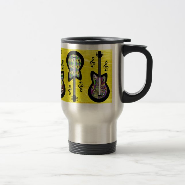Colourful Mardi Gras Guitars Travel Mug (Right)