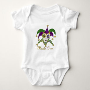 Colourful Mardi Gras Jesters Mask Baby Bodysuit