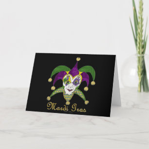 Colourful Mardi Gras Jesters Mask Card