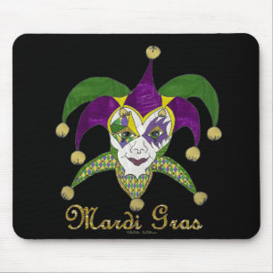 Colourful Mardi Gras Jesters Mask Mouse Pad