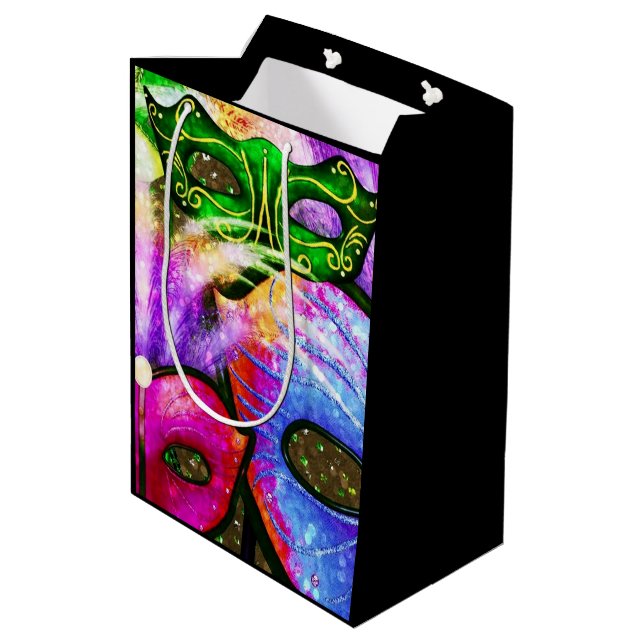 Colourful Mardi Gras Masks Gift Bag (Back Angled)