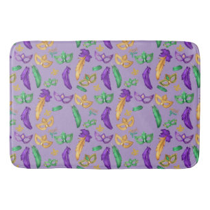 Colourful Mardi Gras patterned Bath Mat