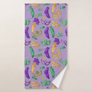 Colourful Mardi Gras patterned Bath Towel