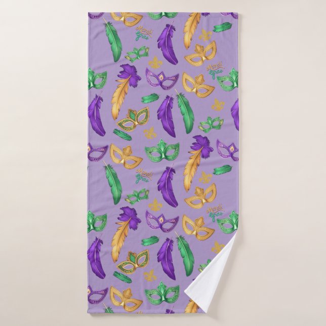 Colourful Mardi Gras patterned  Bath Towel (Bath Towel)