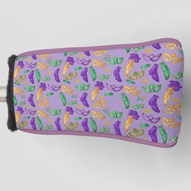 Colourful Mardi Gras patterned  Golf Head Cover (Front)