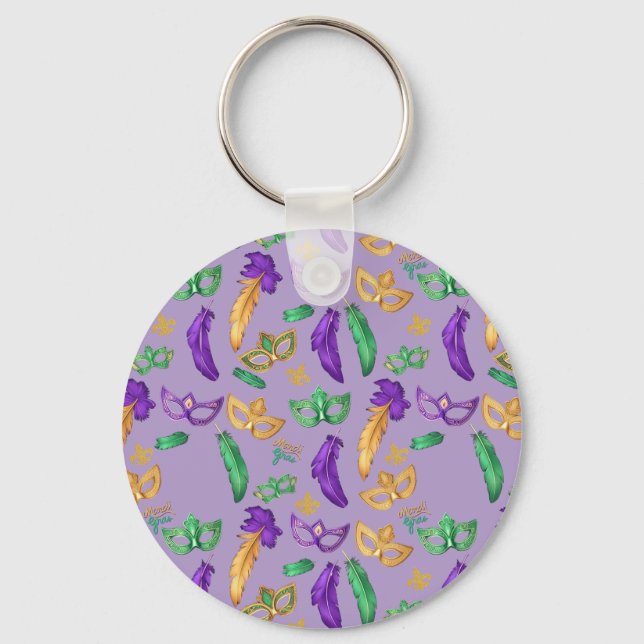 Colourful Mardi Gras patterned  Key Ring (Front)