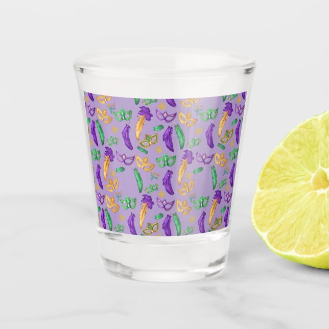 Colourful Mardi Gras patterned  Shot Glass (Front)