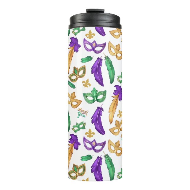 Colourful Mardi Gras patterned  Thermal Tumbler (Front)