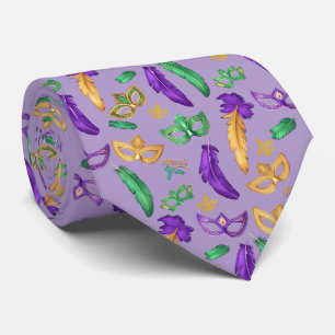 Colourful Mardi Gras patterned  Tie