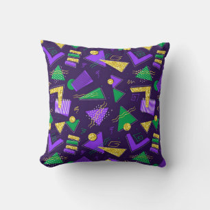 Colourful Mardi-Gras Style Shapes and Pattern Cushion