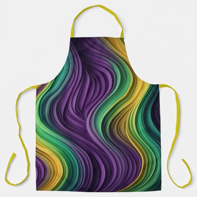 Colourful Mardi Gras wave patterned  Apron (Front)