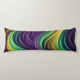 Colourful Mardi Gras wave patterned Body Cushion